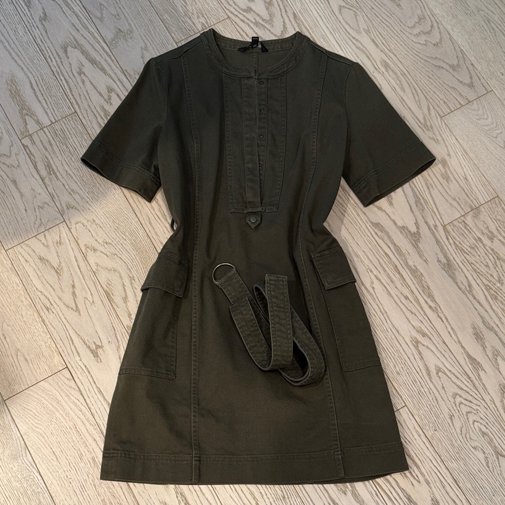 Banana Republic Sz8 Dark Olive Belted Dress